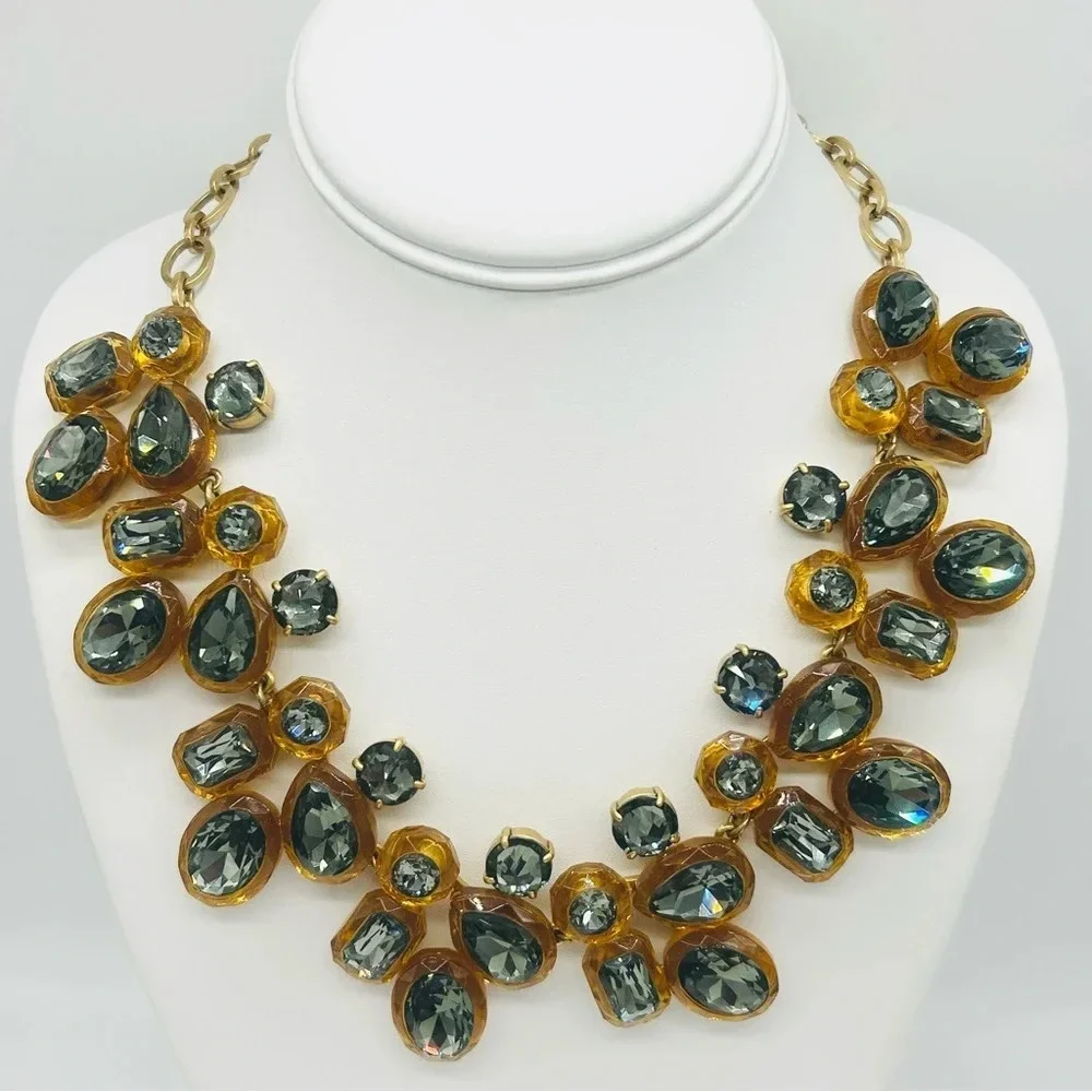J. Crew Jewel Box Dark Gray Amber Necklace